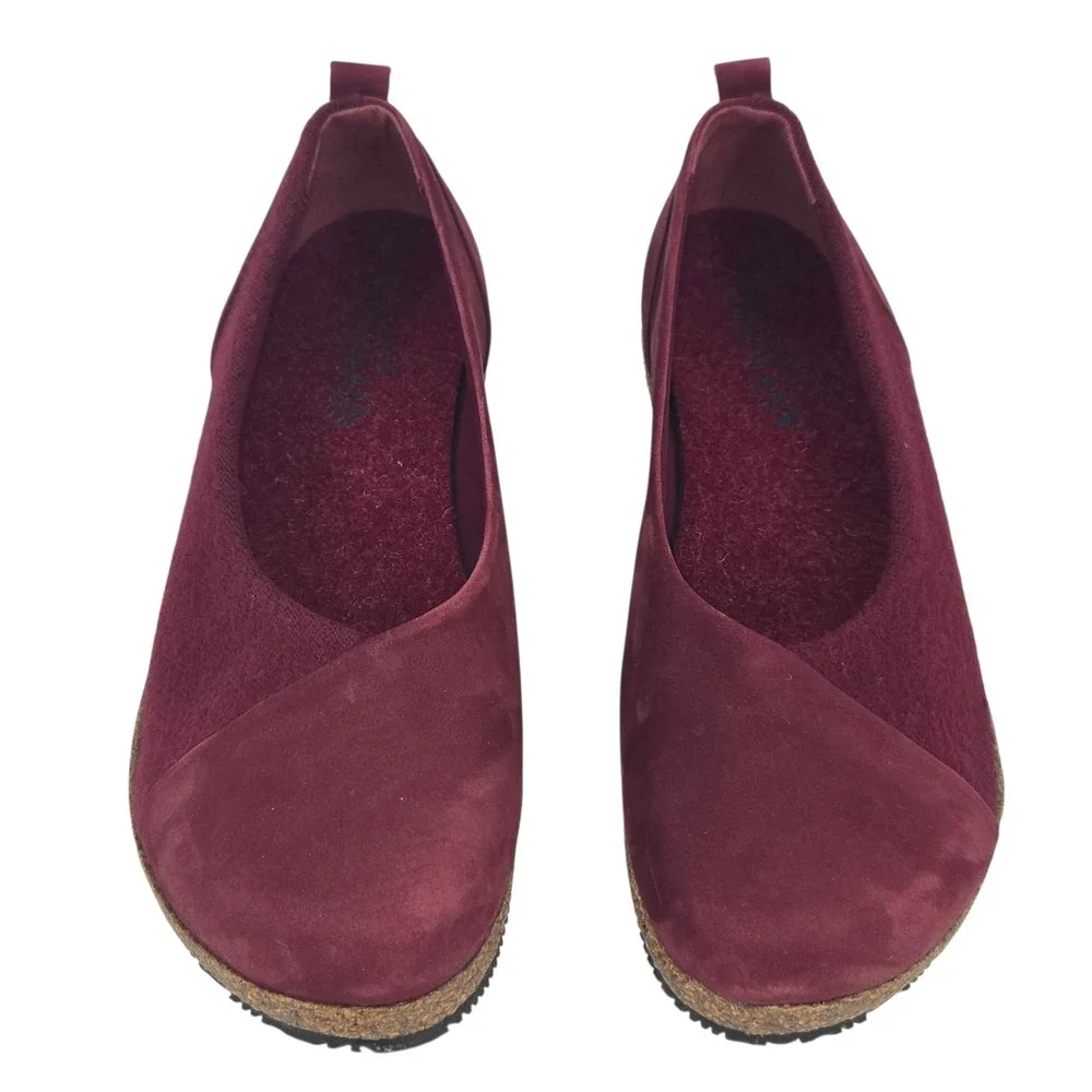 Women’s Burgundy Wedge Flats - Comfortable Everyday Style